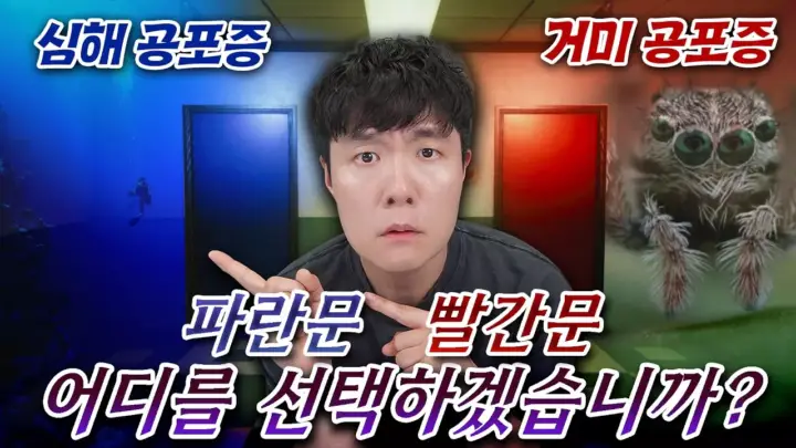 빨간 문과 파란 문을 선택하며 공포게임을 플레이하는 겜브링