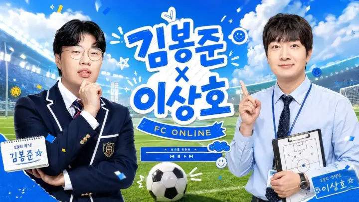 봉준 FC 온라인 방송에서 케인 11카와 이상호의 강의를 다루는 장면