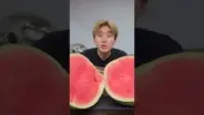 허팝이 확인하는 씨 적은 수박 내부 모습