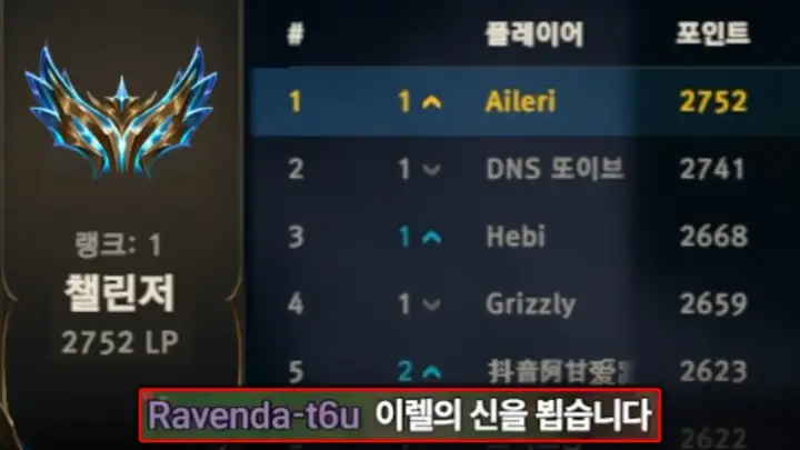 이렐킹의 이렐리아 랭킹 1등 도전 플레이