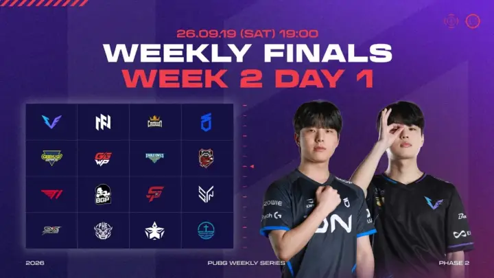 PWS 위클리 파이널 경기에서 교전 중인 배틀그라운드 이스포츠 선수들