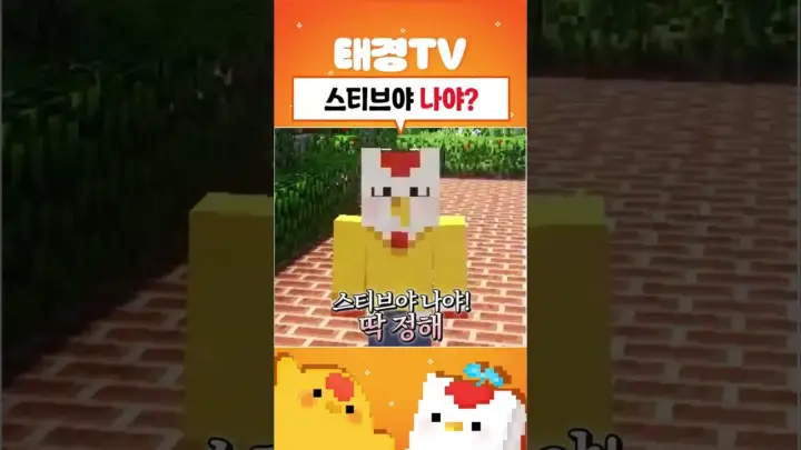 태경 TV가 마인크래프트 스티브에게 다가가는 장면
